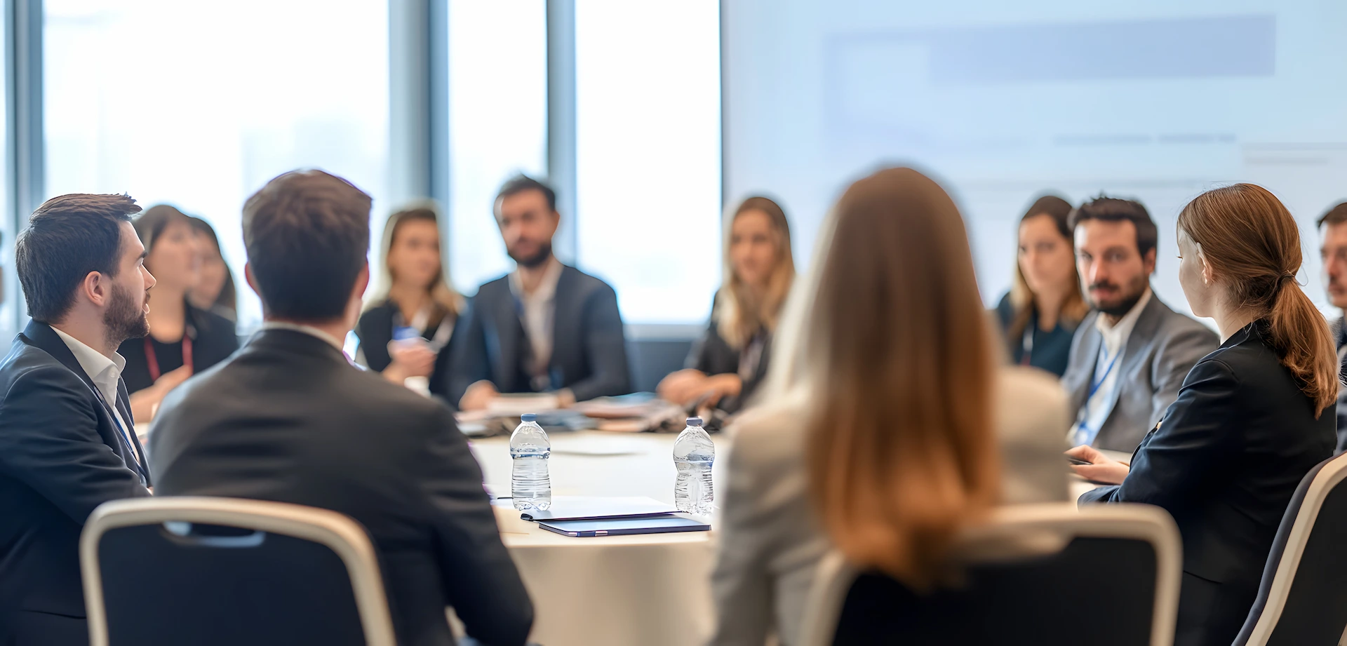 people sitting in a meeting